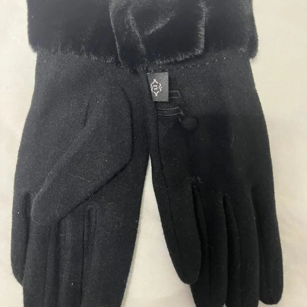 🖤 Urban Republic Faux Fur Cuff Gloves – Black – Size S 🖤